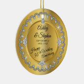 Elegant Gold Diamonds 50. Hochzeitstag Keramik Ornament (Rechts)