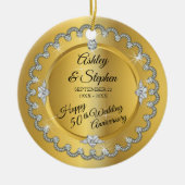 Elegant Gold Diamonds 50. Hochzeitstag Keramik Ornament (Vorne)