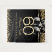 Elegant Gold Diamonds 60th Birthday Party Backdrop Wandteppich (Vorderseite (Horizontal))