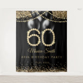 Elegant Gold Diamonds 60th Birthday Party Backdrop Wandteppich (Vorderseite)