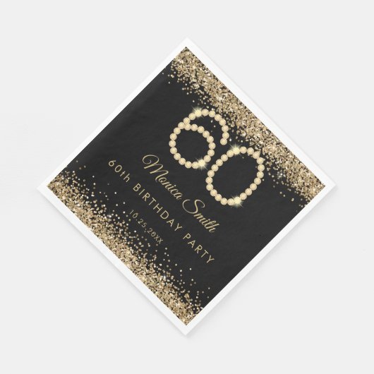 Elegant Gold Diamonds 60th Birthday Party Serviette (Ecke)