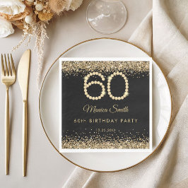 Elegant Gold Diamonds 60th Birthday Party  Serviette