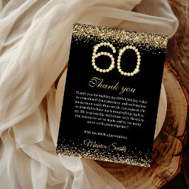Elegant Gold Diamonds 60th Birthday Thank you Card Dankeskarte