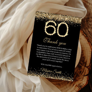 Elegant Gold Diamonds 60th Birthday Thank you Card Dankeskarte
