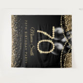 Elegant Gold Diamonds 70th Birthday Party Backdrop Wandteppich (Vorderseite (Horizontal))