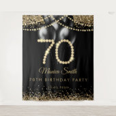 Elegant Gold Diamonds 70th Birthday Party Backdrop Wandteppich (Vorderseite)