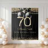 Elegant Gold Diamonds 70th Birthday Party Backdrop Wandteppich