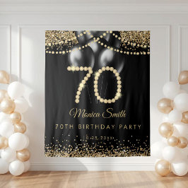 Elegant Gold Diamonds 70th Birthday Party Backdrop Wandteppich