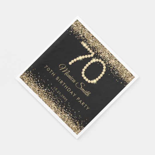 Elegant Gold Diamonds 70th Birthday Party Serviette (Ecke)