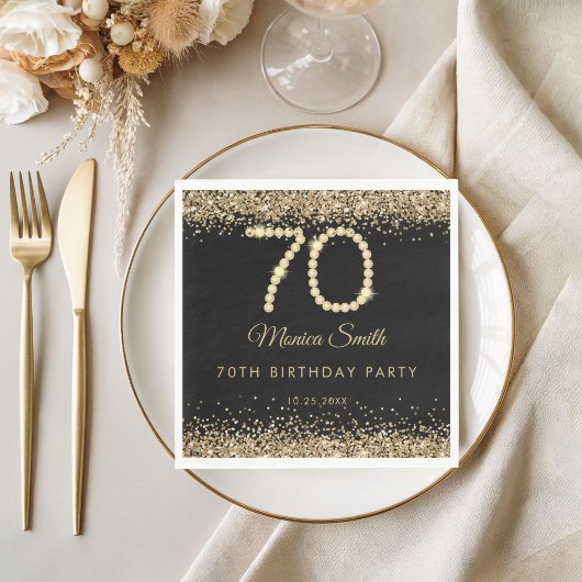Elegant Gold Diamonds 70th Birthday Party  Serviette