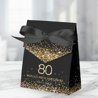 Elegant Gold Diamonds 80th Birthday Favor Box Geschenkschachtel