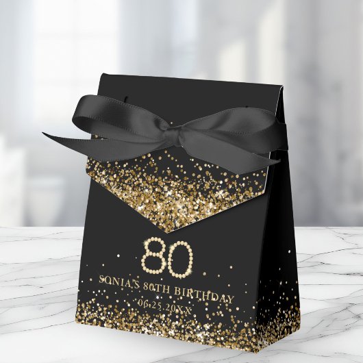 Elegant Gold Diamonds 80th Birthday Favor Box Geschenkschachtel