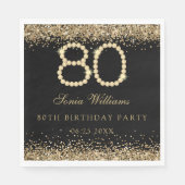 Elegant Gold Diamonds 80th Birthday Party  Serviette (Vorderseite)