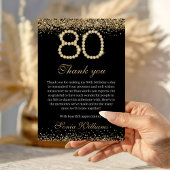Elegant Gold Diamonds 80th Birthday Thank You Card Dankeskarte