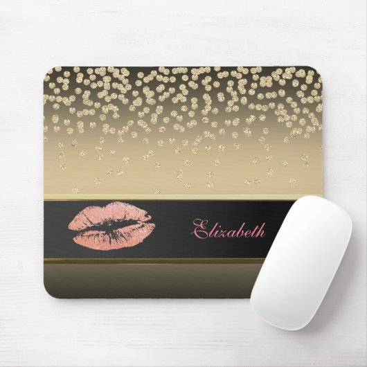 Elegant Gold Diamonds - Glittery Lip Personalisier Mousepad (Mit Mouse)