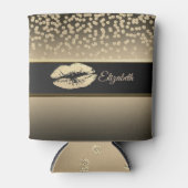 Elegant Gold Diamonds-Glittery Lip-Personalisiert Dosenkühler (Vorderseite)