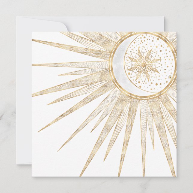 Elegant Gold Doodles Sun Moon Mandala Design (Vorderseite)