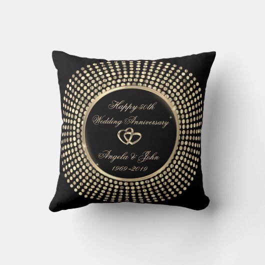 Elegant Gold Dots 50. Hochzeitstag Kissen (Rückseite)