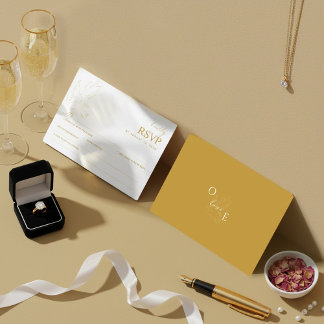 Elegant Gold Dove Wedding RSVP Card