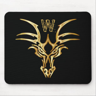 Elegant Gold Dragon Head Initial Fantasy Mousepad