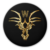Elegant Gold Dragon Head Initial Keramikknauf (Vorderseite)