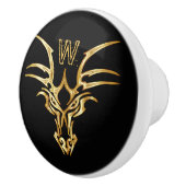 Elegant Gold Dragon Head Initial Keramikknauf (Rechts)