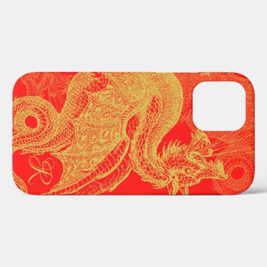 Elegant Gold Dragon Monogram Case-Mate iPhone Case (Rückseite (Horizontal))