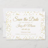 Elegant Gold Dust Confetti Chic Script Wedding Save The Date (Vorderseite)