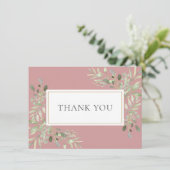 Elegant Gold Dusty Rose Grüne Foliage Dankeskarte (Stehend Vorderseite)