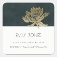 ELEGANT GOLD EMERALD GREEN LOTUS FLORAL ADRESSE