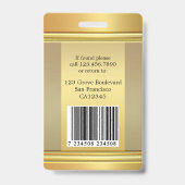 Elegant Gold Employee Foto ID Ausweis (Rückseite)