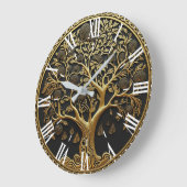 Elegant Gold Engraved Tree  Große Wanduhr (Winkel)