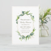 Elegant Gold Eucalyptus Baby Shower Einladung (Stehend Vorderseite)