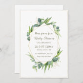 Elegant Gold Eucalyptus Baby Shower Einladung (Vorne/Hinten)
