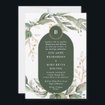 Elegant Gold Eucalyptus Boho Smaragd Green Circles Einladung<br><div class="desc">Elegant Gold Eucalyptus Boho Smaragdgrüne Kreise Einladung Hochzeit</div>