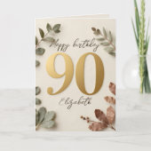 Elegant Gold Eucalyptus Botanical 90th Birthday Karte (Vorderseite)