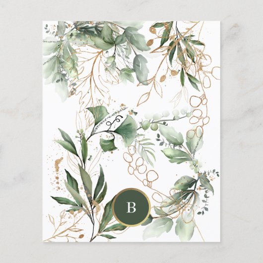 Elegant Gold Eucalyptus Budget Boho Moss Green Flyer (Hinten)