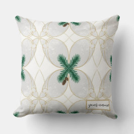 Elegant Gold Eucalyptus Holiday Pillow – MerryMist Kissen