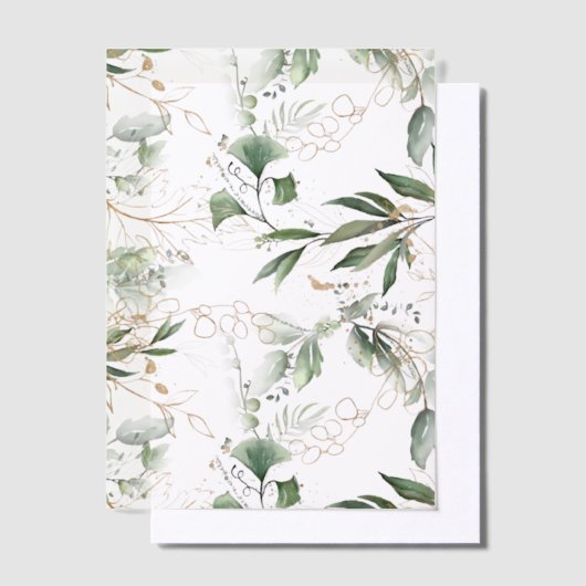 Elegant Gold Eukalyptus Greenery Sage Overlay Pergament Einladungen (Versetzt)