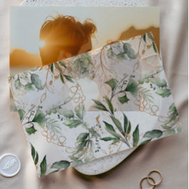 Elegant Gold Eukalyptus Greenery Sage Overlay Pergament Einladungen