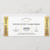 Elegant Gold Event Ticket Business Logo Admit One Einladung (Vorderseite)