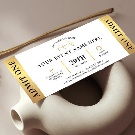 Elegant Gold Event Ticket Business Logo Admit One Einladung