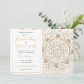 Elegant Gold Eye Sun Moon Mandala White Einladung (Stehend Vorderseite)