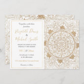 Elegant Gold Eye Sun Moon Mandala White Einladung (Vorne/Hinten)