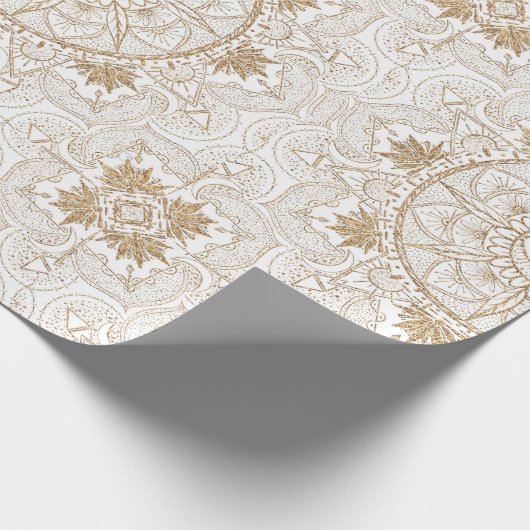 Elegant Gold Eye Sun Moon Mandala White Geschenkpapier (Ecke)