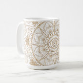 Elegant Gold Eye Sun Moon Mandala White Kaffeetasse (Vorderseite Links)