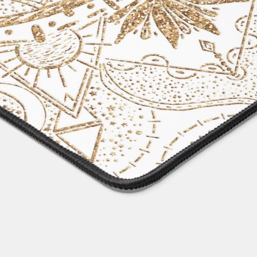 Elegant Gold Eye Sun Moon Mandala White Schreibtischunterlage (Ecke)