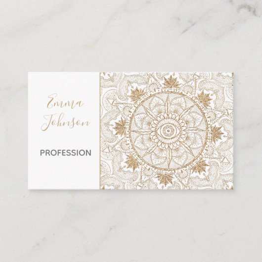 Elegant Gold Eye Sun Moon Mandala White Visitenkarte (Vorderseite)