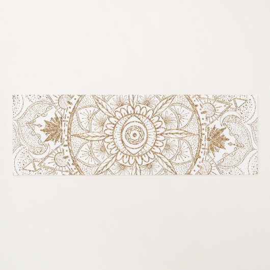 Elegant Gold Eye Sun Moon Mandala White Yogamatte (Rückseite (Horizontal))