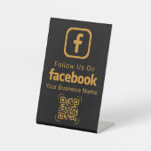 Elegant Gold Facebook QR Code Business Sign Sockelschild (Vorderseite)